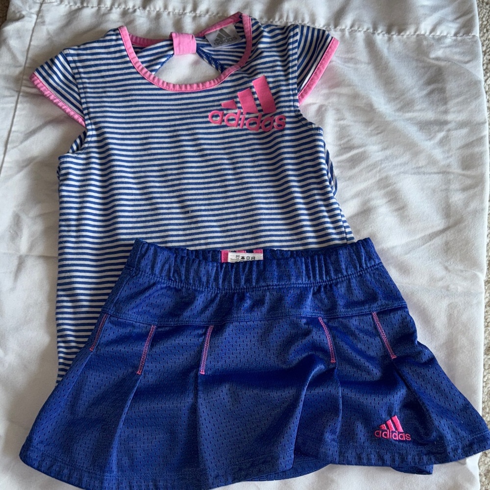 Adidas Blue and Pink Striped Kids Set